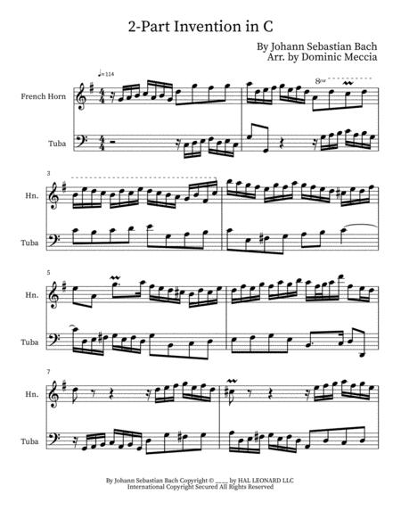 Two Part Invention In C French Horn And Tuba Duet Sheet Music