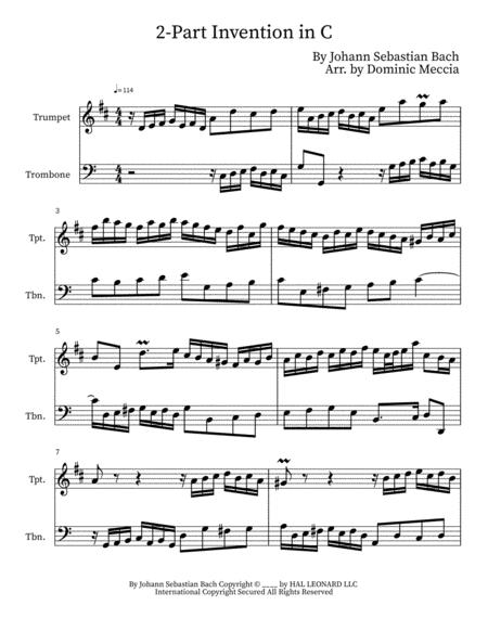 Two Part Invention In C Trumpet And Trombone Duet Sheet Music