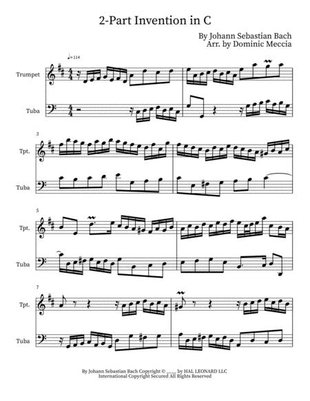 Two Part Invention In C Trumpet And Tuba Duet Sheet Music