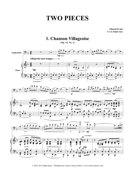 Free Sheet Music Two Pieces For Euphonium Piano
