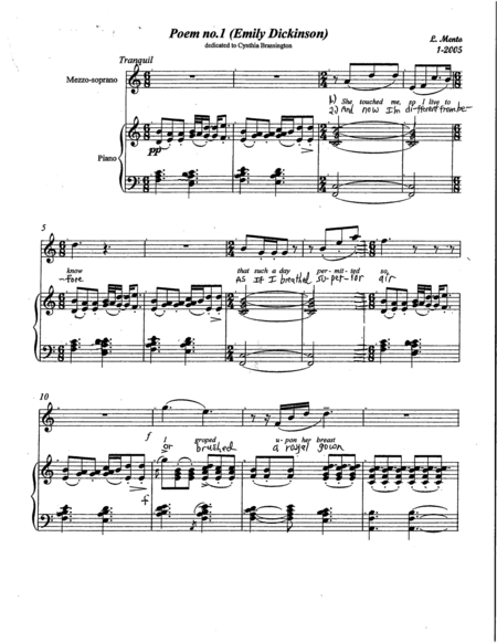 Free Sheet Music Two Poems Of Emily Dickinson For Mezzo Soprano And Piano