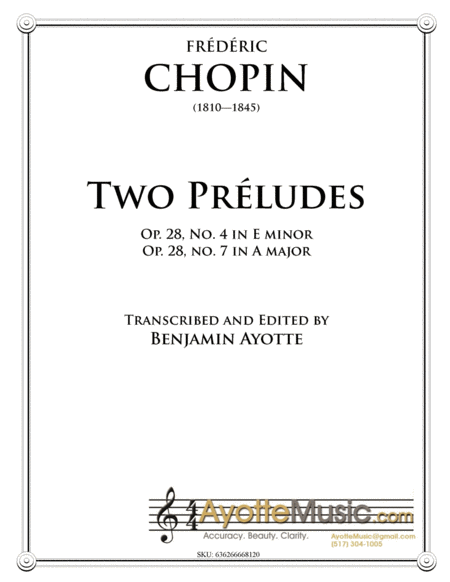 Two Preludes By Chopin E Minor And A Major Op 28 Nos 4 And 7 Sheet Music