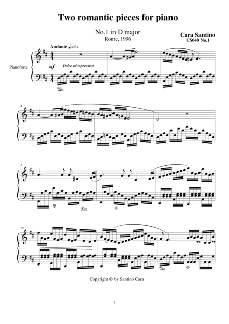 Free Sheet Music Two Romantic Pieces For Piano