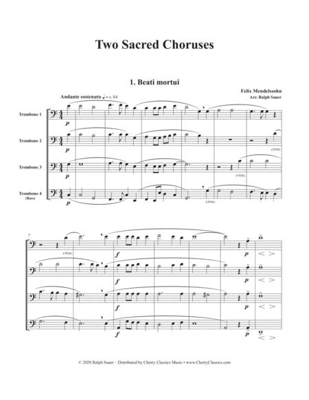 Two Sacred Choruses For Trombone Quartet Ensemble Op 115 Sheet Music