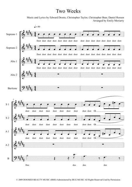 Two Weeks Ssaab Sheet Music