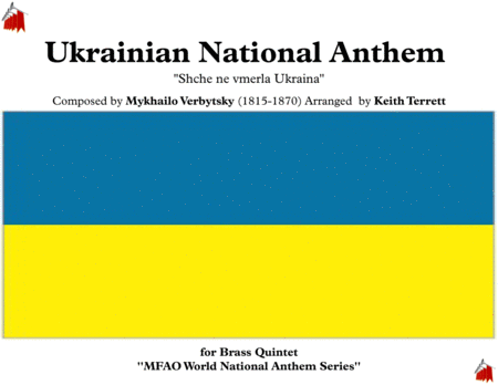 Ukrainian National Anthem Shche Ne Vmerla Ukraina For Brass Quintet Sheet Music