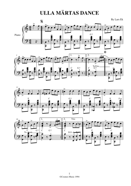 Free Sheet Music Ulla Mrtas Dance