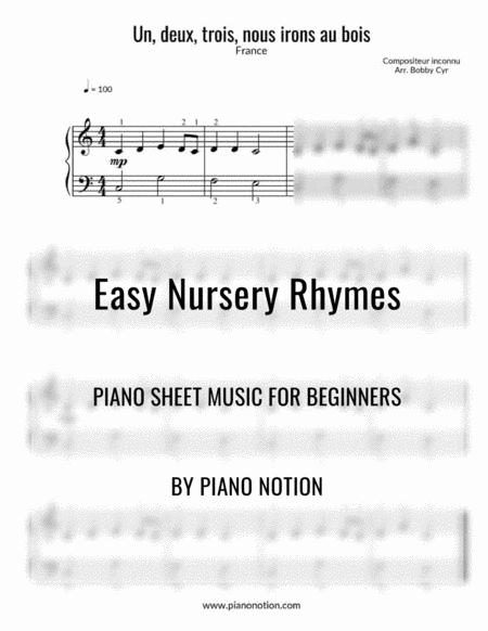 Un Deux Trois Nous Irons Au Bois Easy Piano Solo Sheet Music