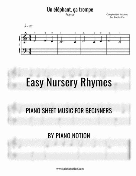 Un Lphant A Trompe Easy Piano Solo Sheet Music