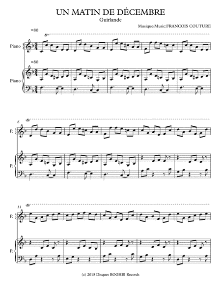 Un Matin De Dcembre Guirlande Sheet Music