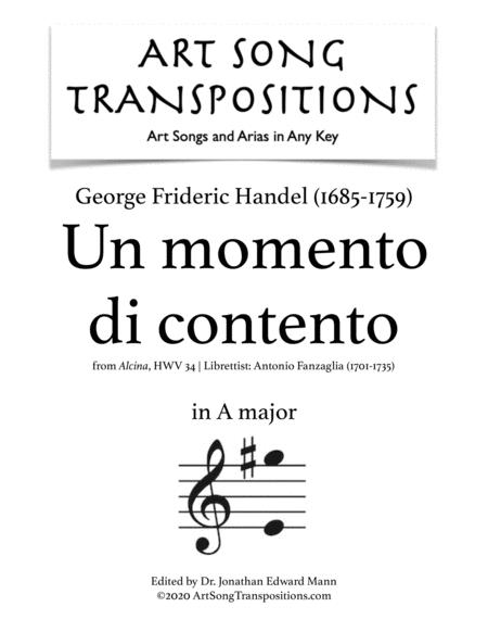 Free Sheet Music Un Momento Di Contento Transposed To A Major