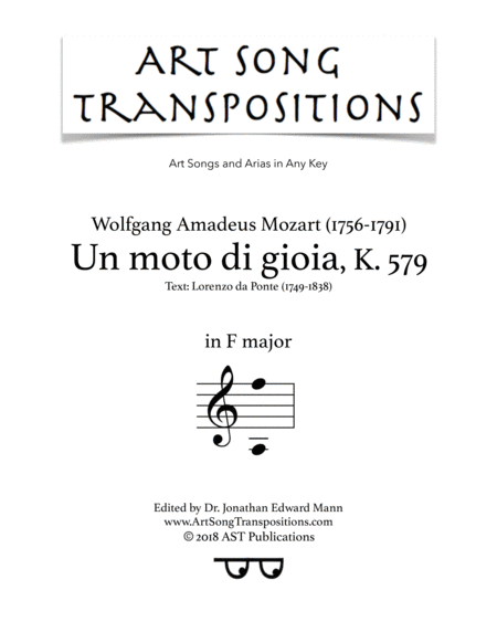 Un Moto Di Gioia K 579 F Major Sheet Music