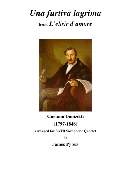 Free Sheet Music Una Furtiva Lagrima From L Elisir D Amore