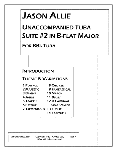 Unaccompanied Tuba Suite 2 In B Flat Major Sheet Music