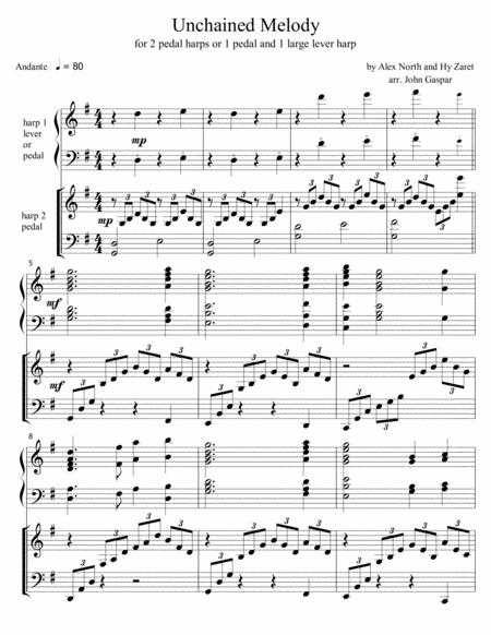 Unchained Melody For Harp Duo Score Sheet Music