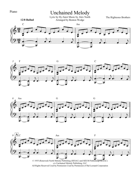 Free Sheet Music Unchained Melody For Solo Cello And Piano