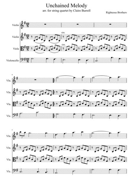 Unchained Melody For String Quartet Sheet Music