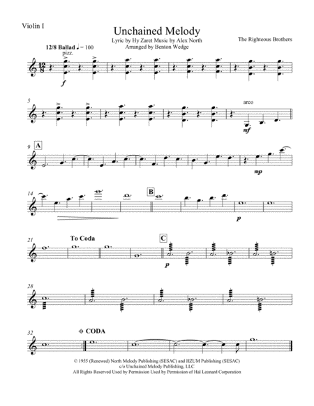 Unchained Melody String Quartet And Piano Sheet Music