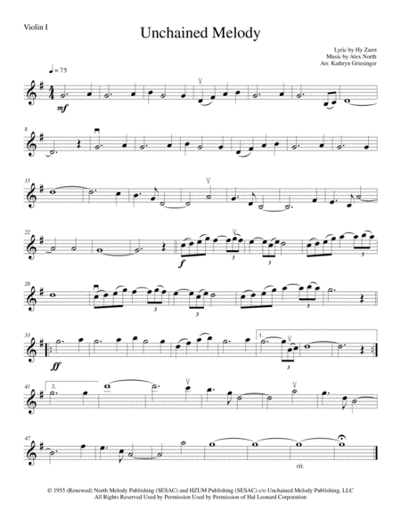 Unchained Melody String Quartet Sheet Music
