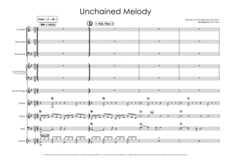 Free Sheet Music Unchained Melody With Keychange 3 Horns Rhythm Section Vocals Optional Synth Horns