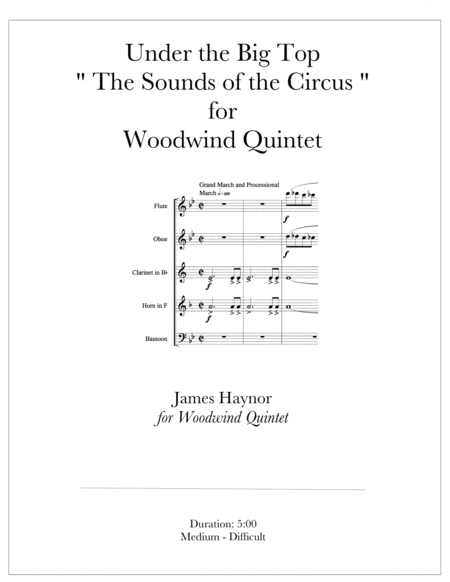 Under The Big Top For Woodwind Quintet Sheet Music