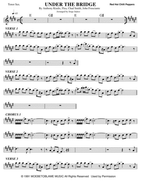 Free Sheet Music Under The Bridge Tenor Sax