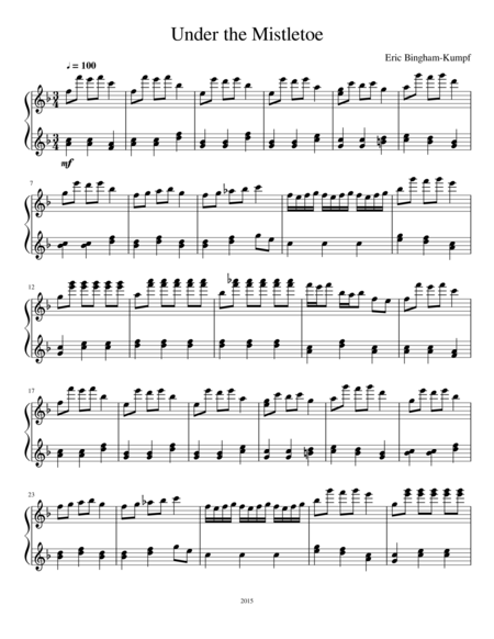 Free Sheet Music Under The Mistletoe