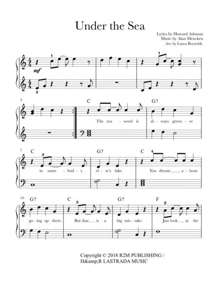 Free Sheet Music Under The Sea From Disneys The Little Mermaid