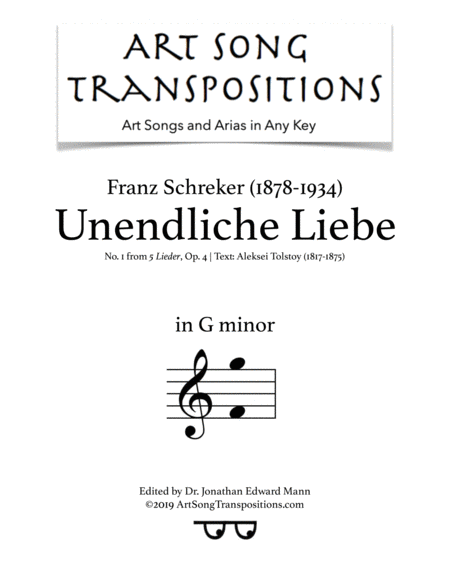 Unendliche Liebe Op 4 No 1 G Minor Sheet Music