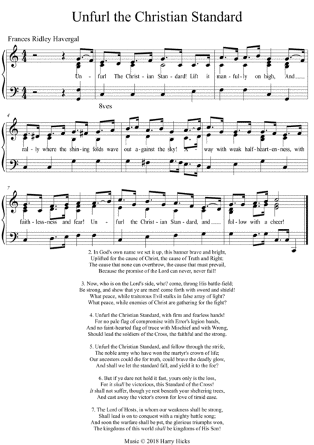 Free Sheet Music Unfurl The Christian Standard A New Tune To A Wonderful Frances Ridley Havergal Hymn