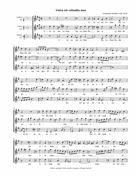 Free Sheet Music Unica Est Columba Mea Metallo Sat