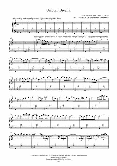 Free Sheet Music Unicorn Dreams