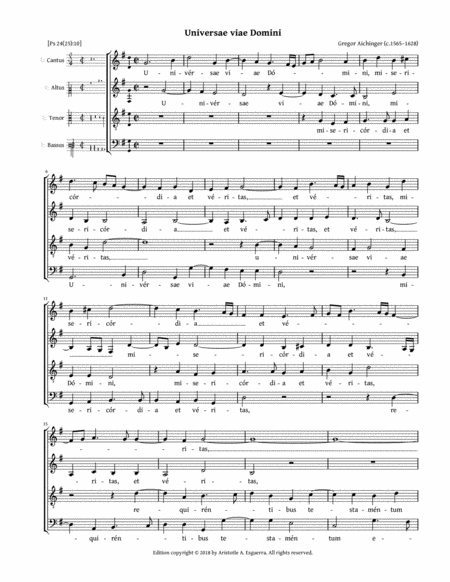 Universae Viae Domini Aichinger Sheet Music