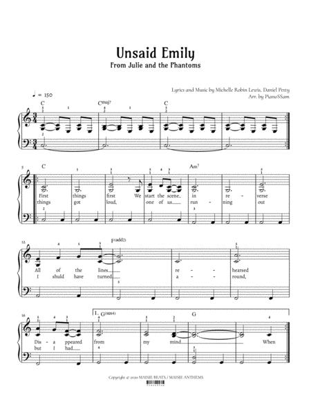 Free Sheet Music Unsaid Emily C Major Key
