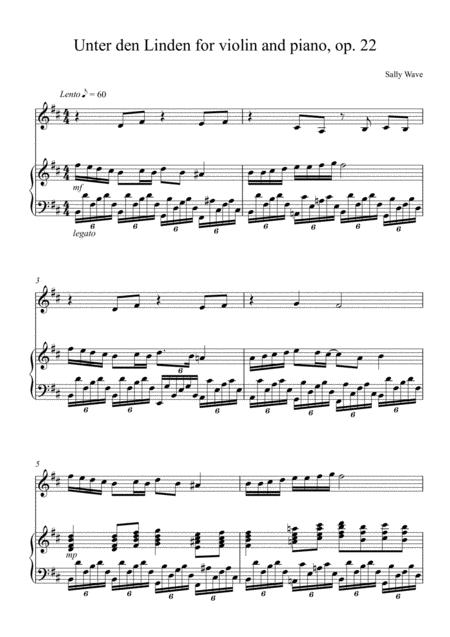 Free Sheet Music Unter Den Linden For Violin And Piano Op 22 Sally Wave