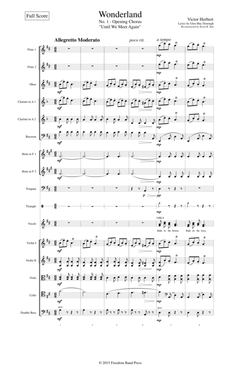 Free Sheet Music Until We Meet Again From Wonderland