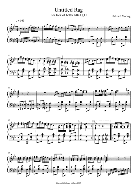 Untitled Rag Composed By Hallvard Moberg Sheet Music