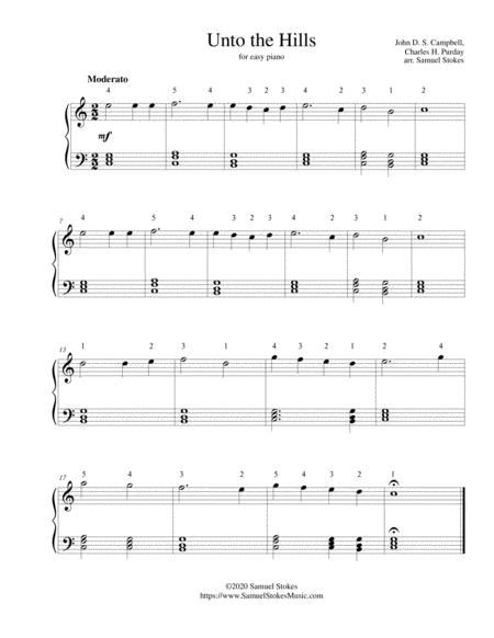 Unto The Hills For Easy Piano Sheet Music