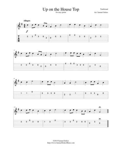 Up On The House Top For Easy Guitar With Tab Sheet Music