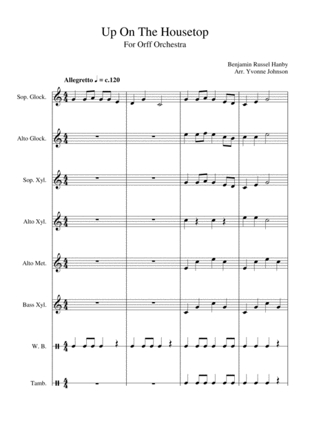 Free Sheet Music Up On The Housetop For Orff Ensemble