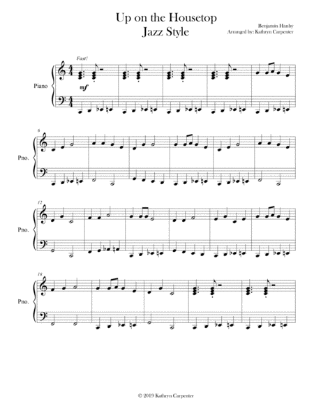 Up On The Housetop Jazz Piano Sheet Music