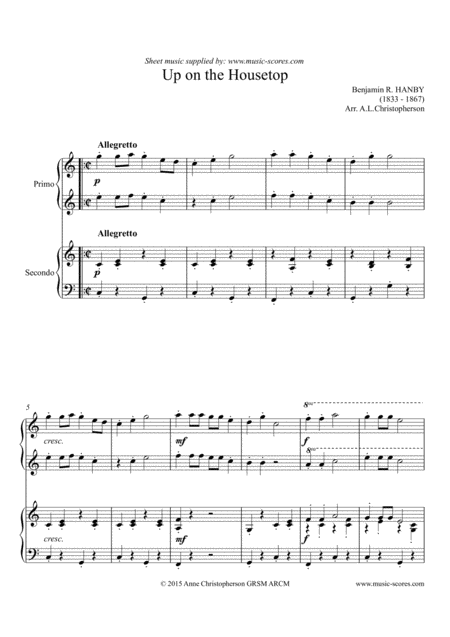 Up On The Housetop Piano Duet Alternative Ending Sheet Music