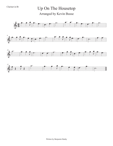 Free Sheet Music Up On The Housetops Easy Key Of C Clarinet