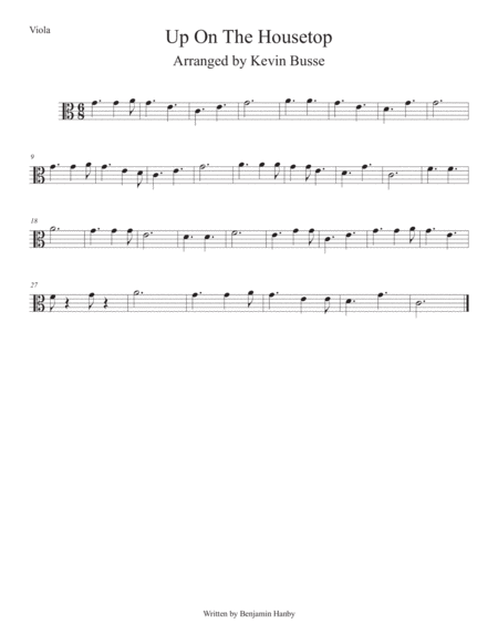 Free Sheet Music Up On The Housetops Easy Key Of C Viola