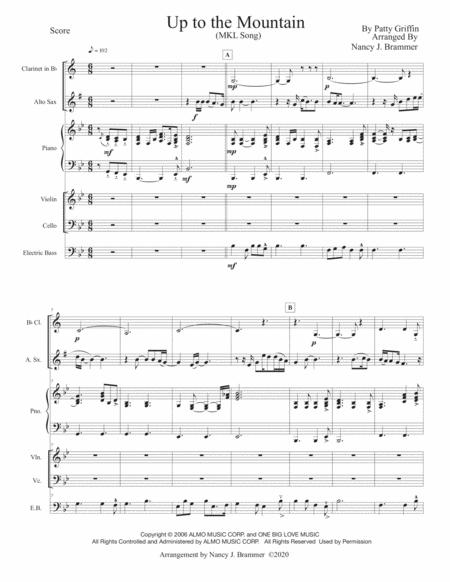 Up To The Mountain Mlk Song For Alto Sax And Clarinet And Ensemble Sheet Music