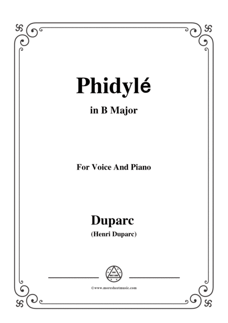 Free Sheet Music Uparc Phidyl In B Major For Voice And Piano