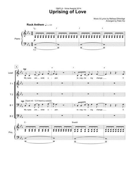 Uprising Of Love Ttbb Piano With Lead Sheet Sheet Music