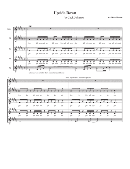 Free Sheet Music Upside Down From The Universal Pictures And Imagine Entertainment Film Curious George