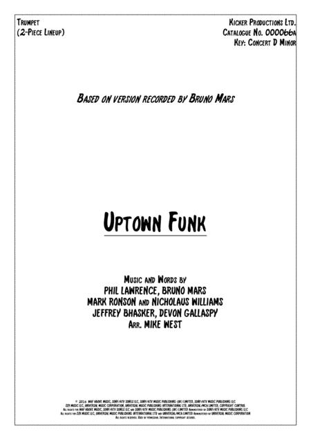 Uptown Funk 2 Piece Brass Section Sheet Music