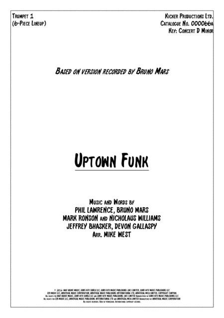 Uptown Funk 6 Piece Brass Section Sheet Music